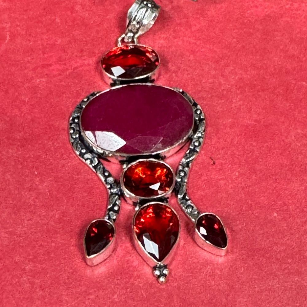 Ruby & Garnet Silver Pendant - image 2